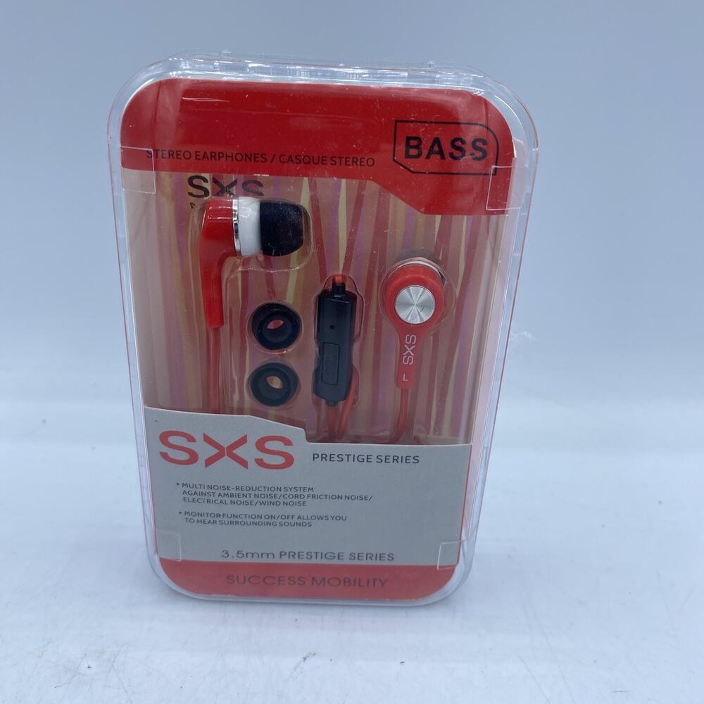 NEW Red SXS Bass Stereo Earbuds Headphones 3.5mm w/ Success Mobility